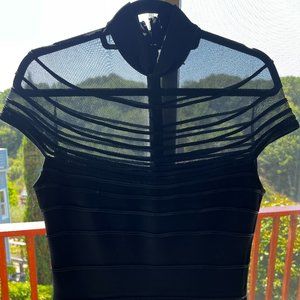 Tadashi ‘Saks Fifth Avenue’ Cap Sleeve Black Cocktail Top.  Size L